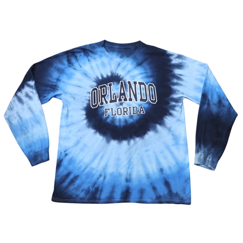 Unbranded Orlando Florida Long Sleeve T-Shirt Mens L Blue Tie Dye Spiral